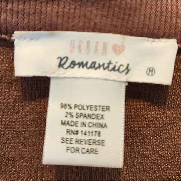 Urban Romantics Brown Crop Top Collared T-Shirt Size M - Picture 2 of 5